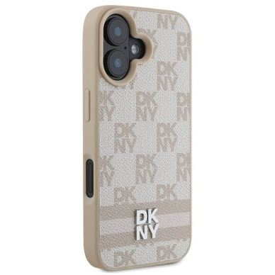 Dėklas DKNY Checkered Pattern  Printed Stripes iPhone 16  - Rožinis 3