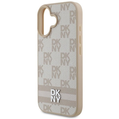 Dėklas DKNY Checkered Pattern  Printed Stripes iPhone 16  - Rožinis 5