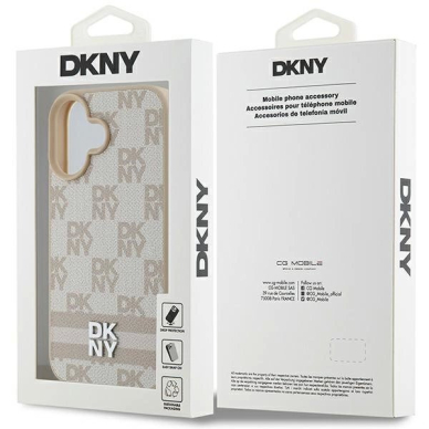 Dėklas DKNY Checkered Pattern  Printed Stripes iPhone 16  - Rožinis 7