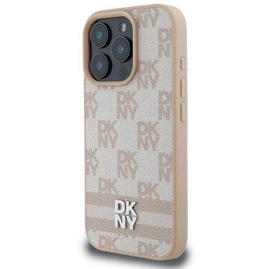 Dėklas DKNY Checkered Pattern  Printed Stripes iPhone 16 Pro  - Rožinis 1