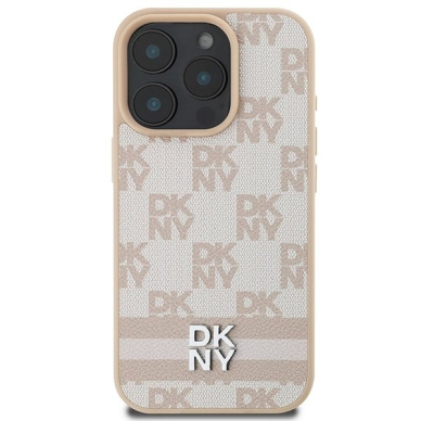 Dėklas DKNY Checkered Pattern  Printed Stripes iPhone 16 Pro  - Rožinis 2