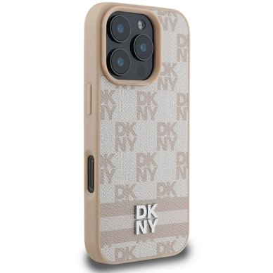 Dėklas DKNY Checkered Pattern  Printed Stripes iPhone 16 Pro  - Rožinis 3