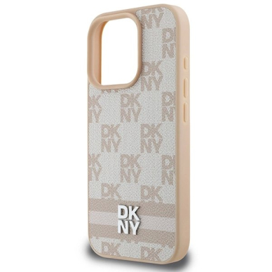 Dėklas DKNY Checkered Pattern  Printed Stripes iPhone 16 Pro  - Rožinis 5