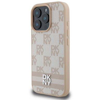 Dėklas DKNY Checkered Pattern  Printed Stripes iPhone 16 Pro Max  - Rožinis 1