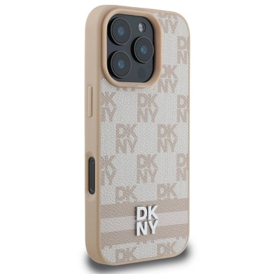 Dėklas DKNY Checkered Pattern  Printed Stripes iPhone 16 Pro Max  - Rožinis 3