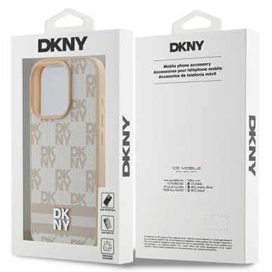 Dėklas DKNY Checkered Pattern  Printed Stripes iPhone 16 Pro Max  - Rožinis 7