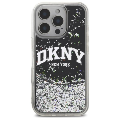 Dėklas DKNY DKHCP16LLBNAEK iPhone 16 Pro 6.3 Juodas/Juodas hard Liquid Glitter Arch Logo 2