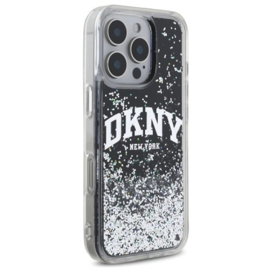 Dėklas DKNY DKHCP16LLBNAEK iPhone 16 Pro 6.3 Juodas/Juodas hard Liquid Glitter Arch Logo 3