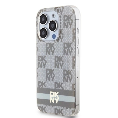 Dėklas DKNY IML Checkered Mono PatternPrinted Stripes MagSafeiPhone 13 Pro / 13 - Smėlinis 1