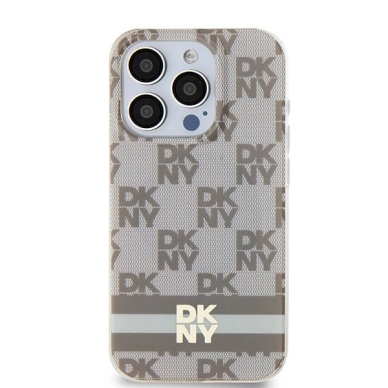 Dėklas DKNY IML Checkered Mono PatternPrinted Stripes MagSafeiPhone 13 Pro / 13 - Smėlinis 2