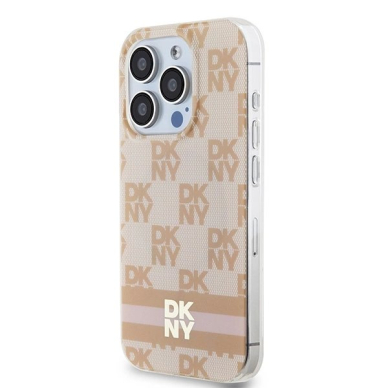 Dėklas DKNY IML Checkered Mono PatternPrinted Stripes MagSafeiPhone 13 Pro / 13 - Rožinis 1