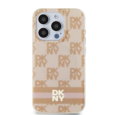 Dėklas DKNY IML Checkered Mono PatternPrinted Stripes MagSafeiPhone 13 Pro / 13 - Rožinis 2