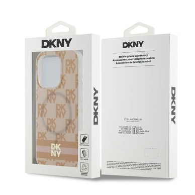 Dėklas DKNY IML Checkered Mono PatternPrinted Stripes MagSafeiPhone 13 Pro / 13 - Rožinis 7