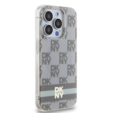 Dėklas DKNY IML Checkered Mono PatternPrinted Stripes MagSafeiPhone 13 Pro Max - Smėlinis 3