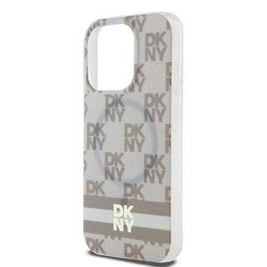 Dėklas DKNY IML Checkered Mono PatternPrinted Stripes MagSafeiPhone 13 Pro Max - Smėlinis 5