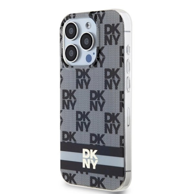 Dėklas DKNY IML Checkered Mono PatternPrinted Stripes MagSafeiPhone 14 Pro - Juodas 1