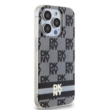 Dėklas DKNY IML Checkered Mono PatternPrinted Stripes MagSafeiPhone 14 Pro - Juodas 3