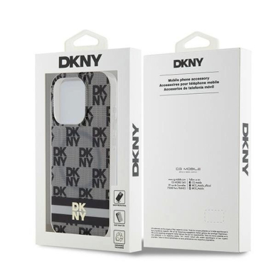 Dėklas DKNY IML Checkered Mono PatternPrinted Stripes MagSafeiPhone 14 Pro - Juodas 7