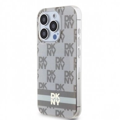 Dėklas DKNY IML Checkered Mono PatternPrinted Stripes MagSafeiPhone 14 Pro Max - Smėlinis 1