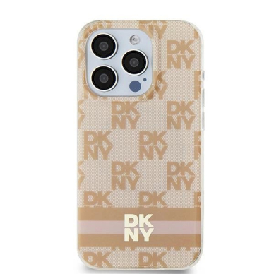 Dėklas DKNY IML Checkered Mono PatternPrinted Stripes MagSafeiPhone 15 / 14 / 13 - Rožinis