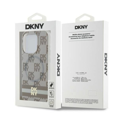 Dėklas DKNY IML Checkered Mono PatternPrinted Stripes MagSafeiPhone 15 Pro - Smėlinis 7