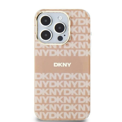 Dėklas DKNY IML MonoStripe MagSafeiPhone 15 / 14 / 13 - Rožinis