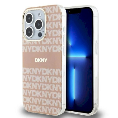 Dėklas DKNY IML MonoStripe MagSafeiPhone 15 Pro - Rožinis