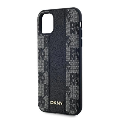 Dėklas DKNY Leather Checkered Mono Pattern MagSafe  iPhone 11 / Xr - Juodas 5