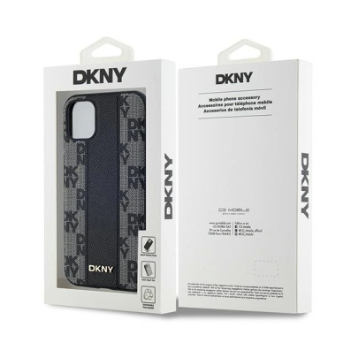 Dėklas DKNY Leather Checkered Mono Pattern MagSafe  iPhone 11 / Xr - Juodas 7