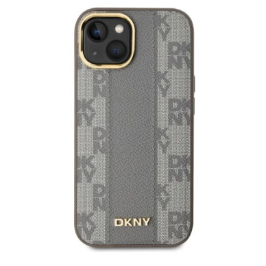 Dėklas DKNY Leather Checkered Mono Pattern MagSafe iPhone 15  - Smėlinis 1