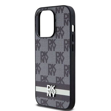 Dėklas DKNY Leather Checkered Mono PatternPrinted Stripes iPhone 14 Pro Case - Juodas 5