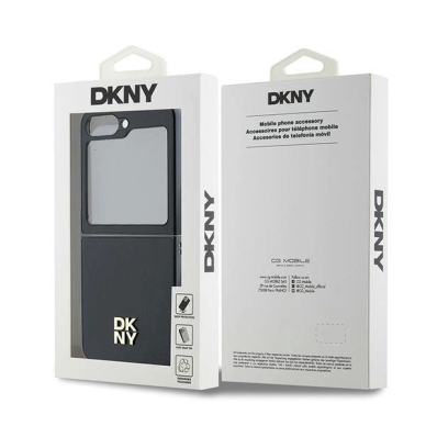 DKNY Leather Metal Stack Logo Dėklas Samsung Galaxy Z Flip 6 - Juodas 7