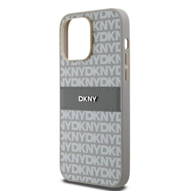 Dėklas DKNY Leather Mono StripeMetal LogoiPhone 14 Pro Max - Smėlinis 5