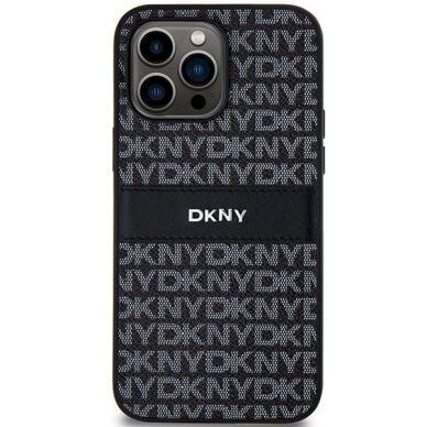 Dėklas DKNY Leather Mono StripeMetal LogoiPhone 14 Pro Max - Juodas 2