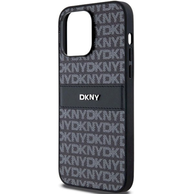 Dėklas DKNY Leather Mono StripeMetal LogoiPhone 14 Pro Max - Juodas 5