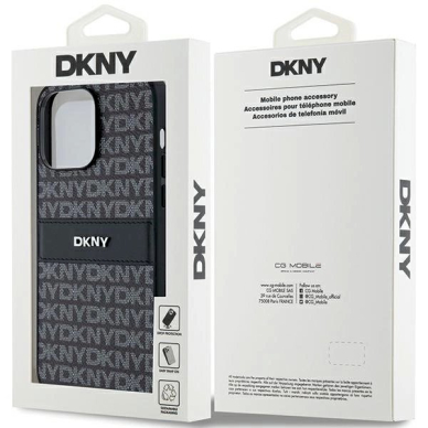 Dėklas DKNY Leather Mono StripeMetal LogoiPhone 14 Pro Max - Juodas 7