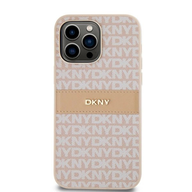 Dėklas DKNY Leather Mono StripeMetal LogoiPhone 14 Pro Max - Rožinis 2