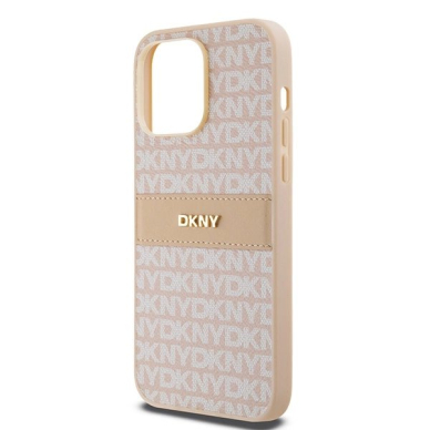 Dėklas DKNY Leather Mono StripeMetal LogoiPhone 14 Pro Max - Rožinis 5