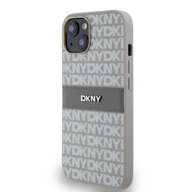 Dėklas DKNY Leather Mono StripeMetal LogoiPhone 15 / 14 / 13 - Smėlinis 1