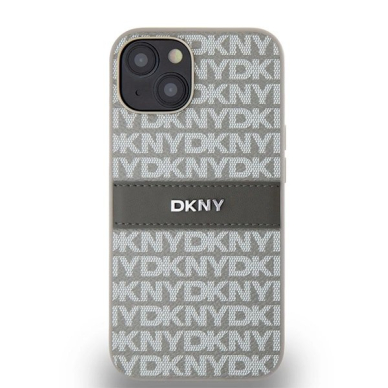 Dėklas DKNY Leather Mono StripeMetal LogoiPhone 15 / 14 / 13 - Smėlinis 2