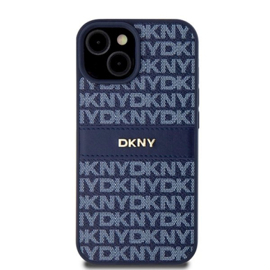 Dėklas DKNY Leather Mono StripeMetal LogoiPhone 15 / 14 / 13 - Mėlynas 2