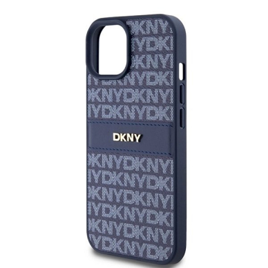 Dėklas DKNY Leather Mono StripeMetal LogoiPhone 15 / 14 / 13 - Mėlynas 5