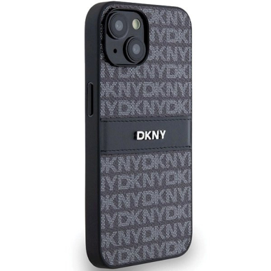 Dėklas DKNY Leather Mono StripeMetal LogoiPhone 15 Plus / 14 Plus - Juodas 3