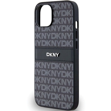 Dėklas DKNY Leather Mono StripeMetal LogoiPhone 15 Plus / 14 Plus - Juodas 5