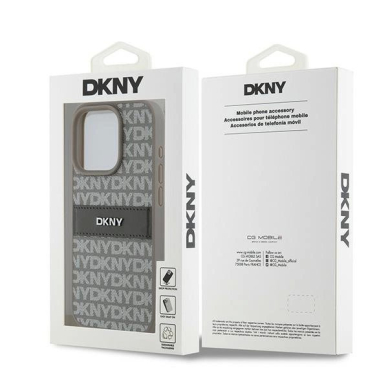 Dėklas DKNY Leather Mono StripeMetal LogoiPhone 15 Pro - Smėlinis 7