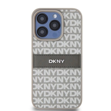 Dėklas DKNY Leather Mono StripeMetal LogoiPhone 15 Pro Max - Smėlinis 2