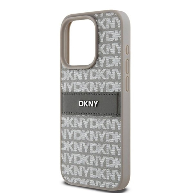 Dėklas DKNY Leather Mono StripeMetal LogoiPhone 15 Pro Max - Smėlinis 5