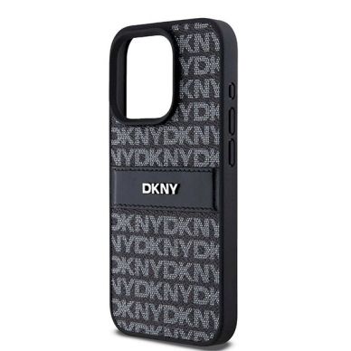 Dėklas DKNY Leather Mono StripeMetal LogoiPhone 15 Pro Max - Juodas 4