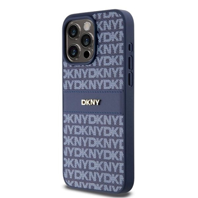 Dėklas DKNY Leather Mono StripeMetal LogoiPhone 15 Pro Max - Mėlynas 1