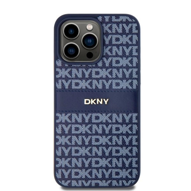 Dėklas DKNY Leather Mono StripeMetal LogoiPhone 15 Pro Max - Mėlynas 2